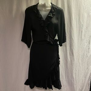 Just Female Black Ruffle Wrap Dress